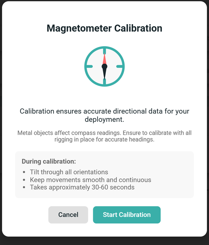 The magnetometer calibration dialog.