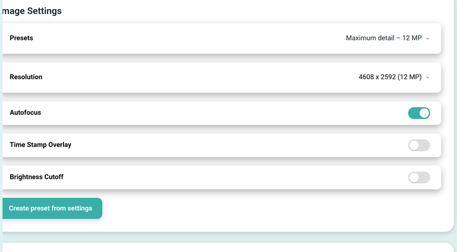 The Image Settings section.